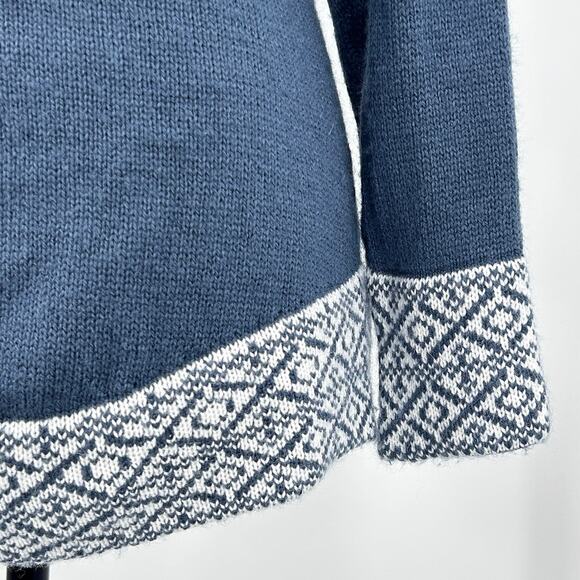 Alpaperu Sweater Women’s Peruvian Alpaca Fair Isle Cowl Shawl Blue White Small - Picture 8 of 9